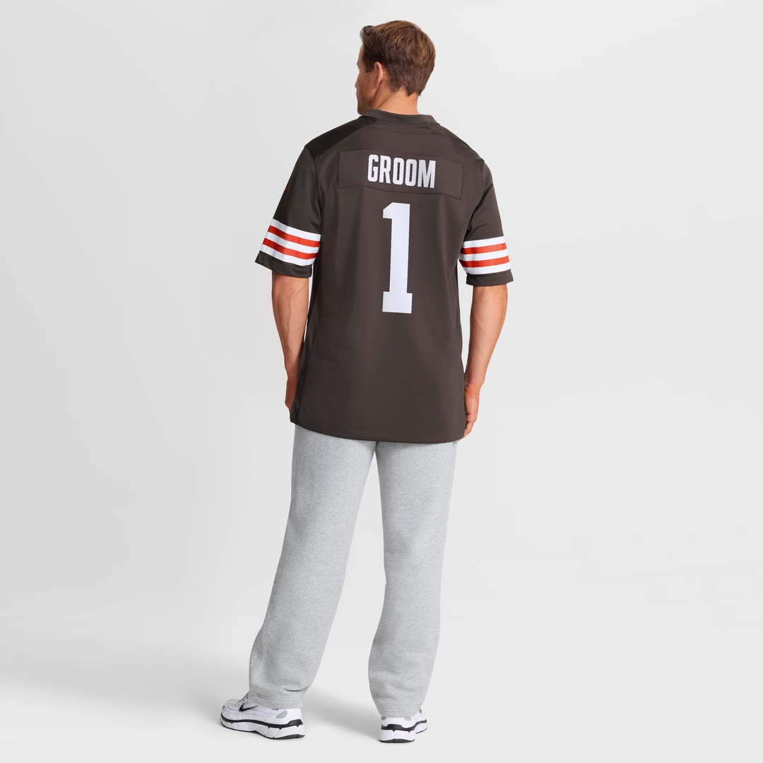 Number 1 Groom Cleveland Browns Game Jersey - Brown