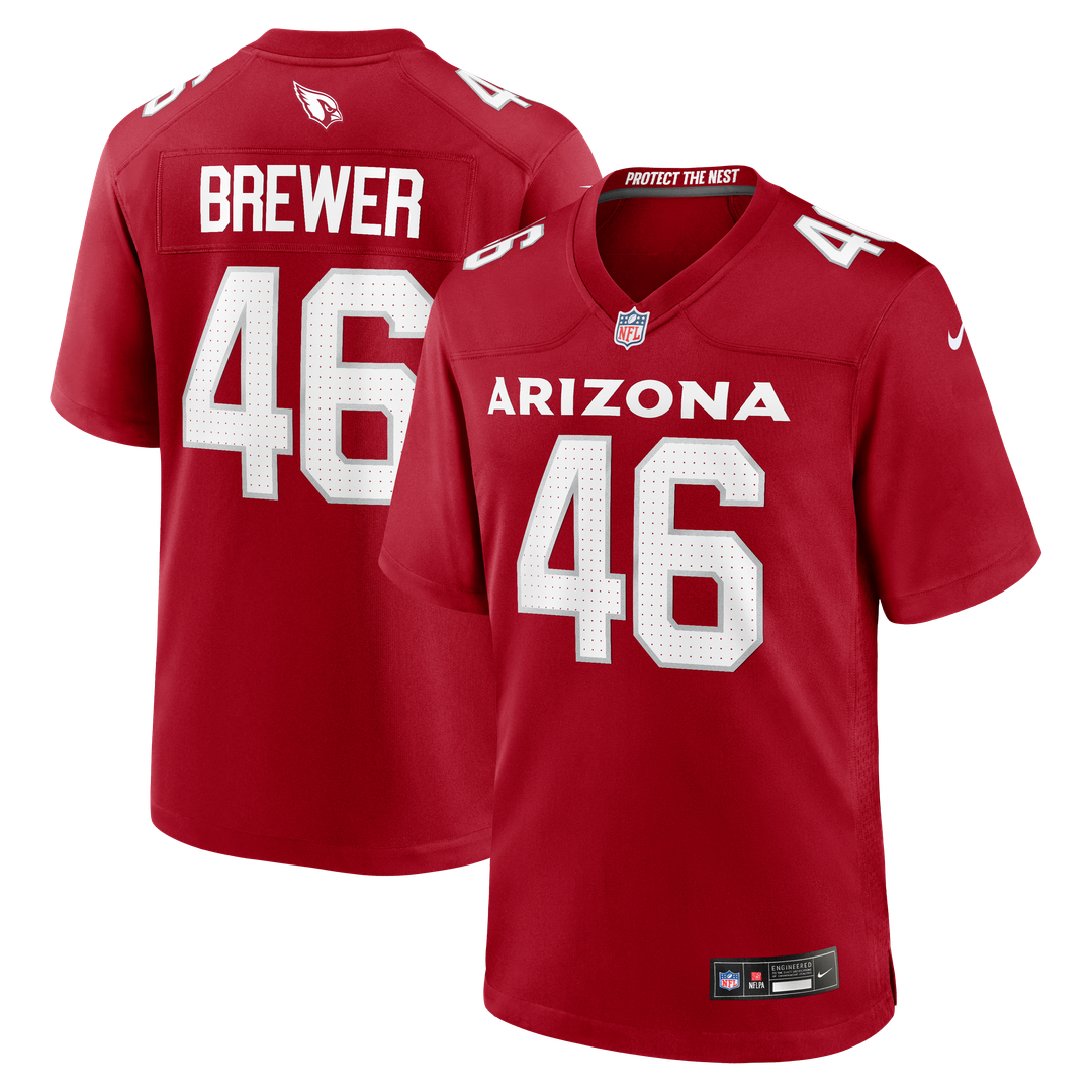 Aaron Brewer Arizona Cardinals Team Game Jersey - Cardinal