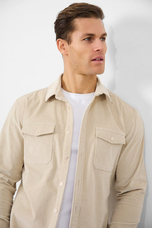 Cord Overshirt in Winter White