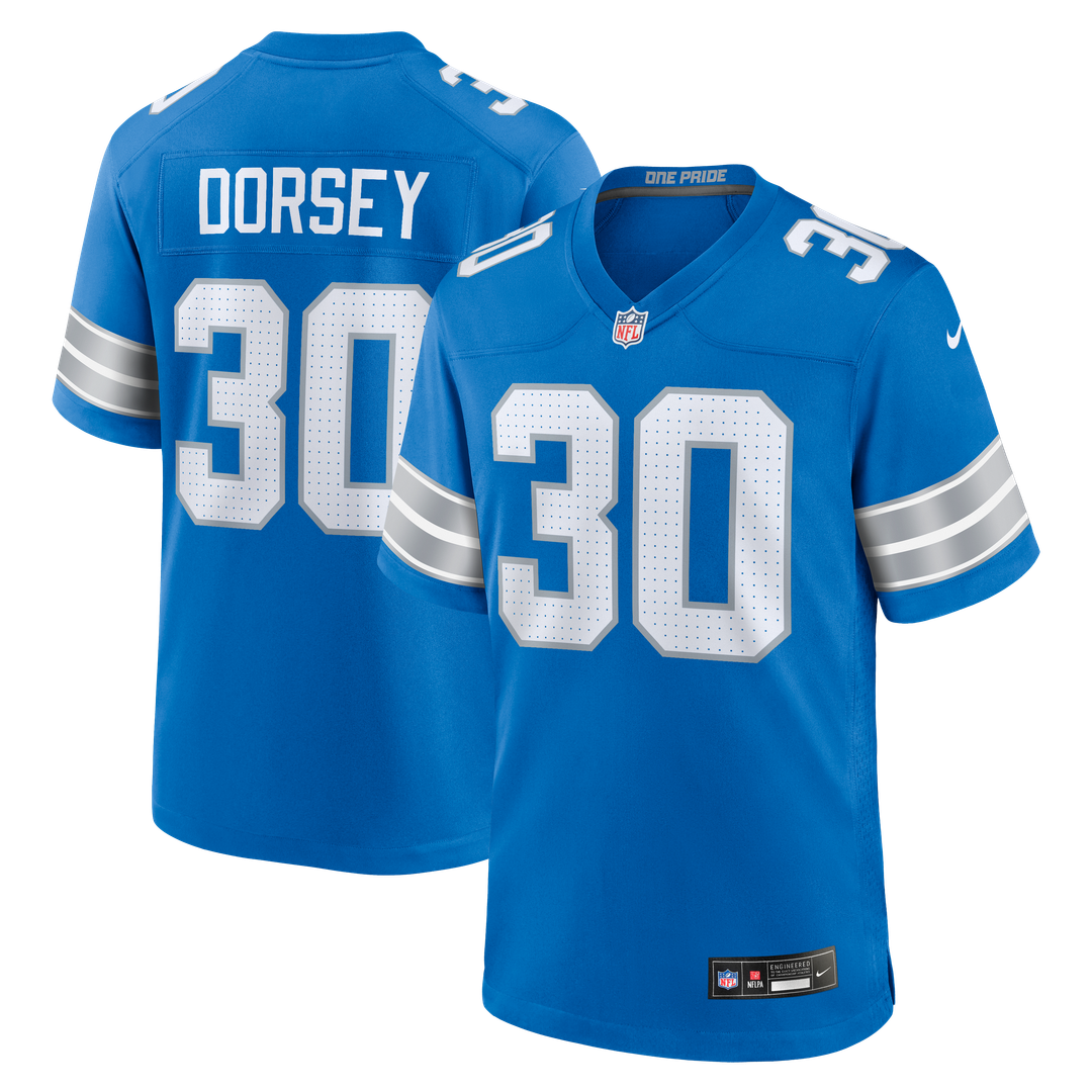 Khalil Dorsey Detroit Lions Team Game Jersey - Blue