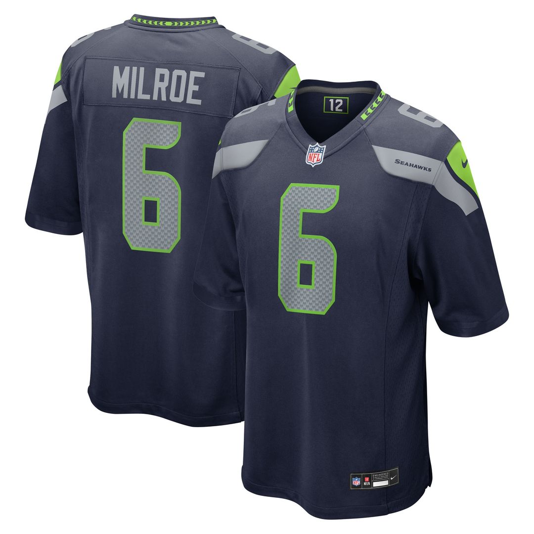 Jalen Milroe Seattle Seahawks 2025 NFL Draft Game Jersey - College Navy