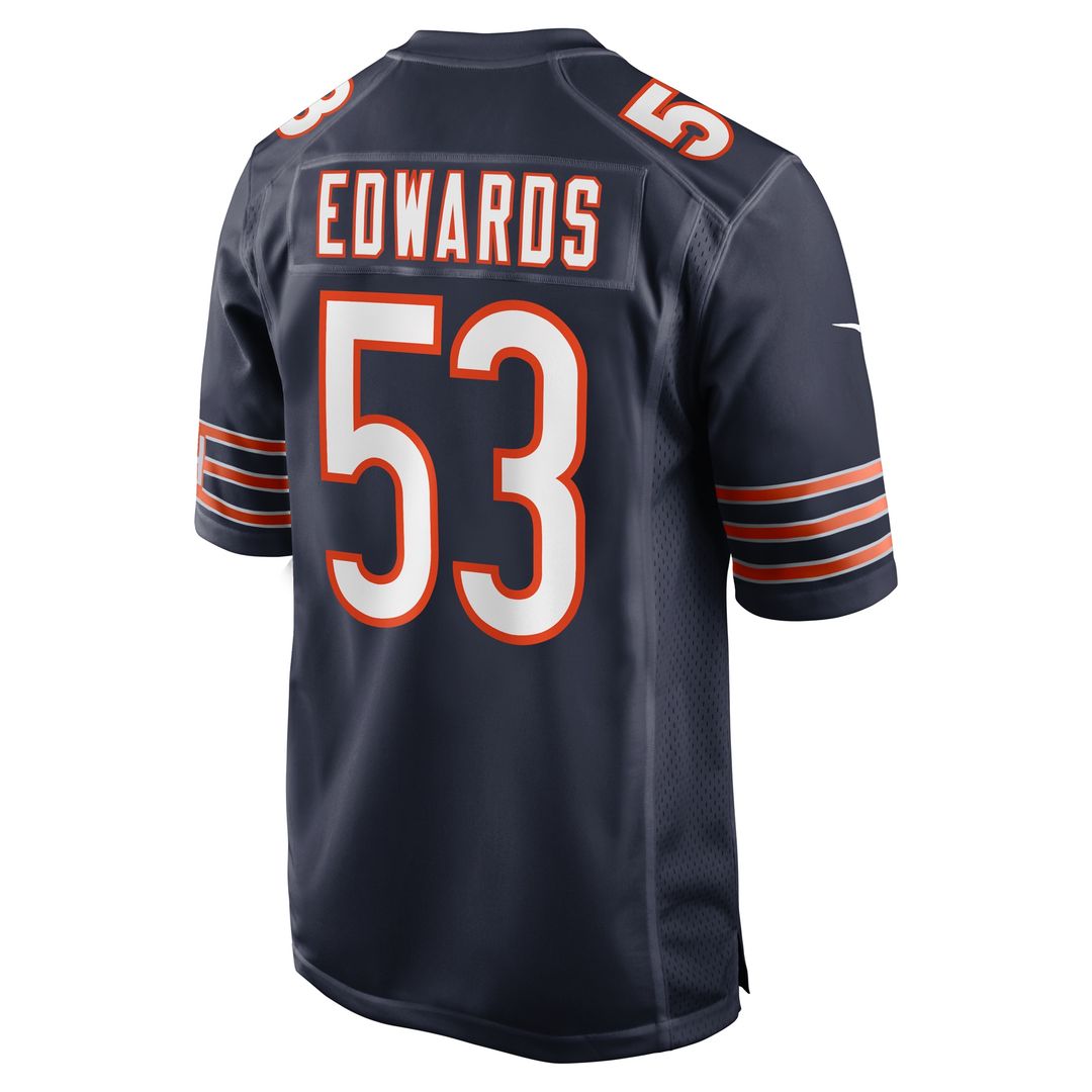 TJ Edwards Chicago Bears Game Player Jersey - Navy