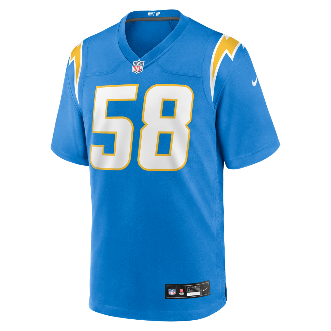 Marlowe Wax Los Angeles Chargers Team Game Jersey - Powder Blue