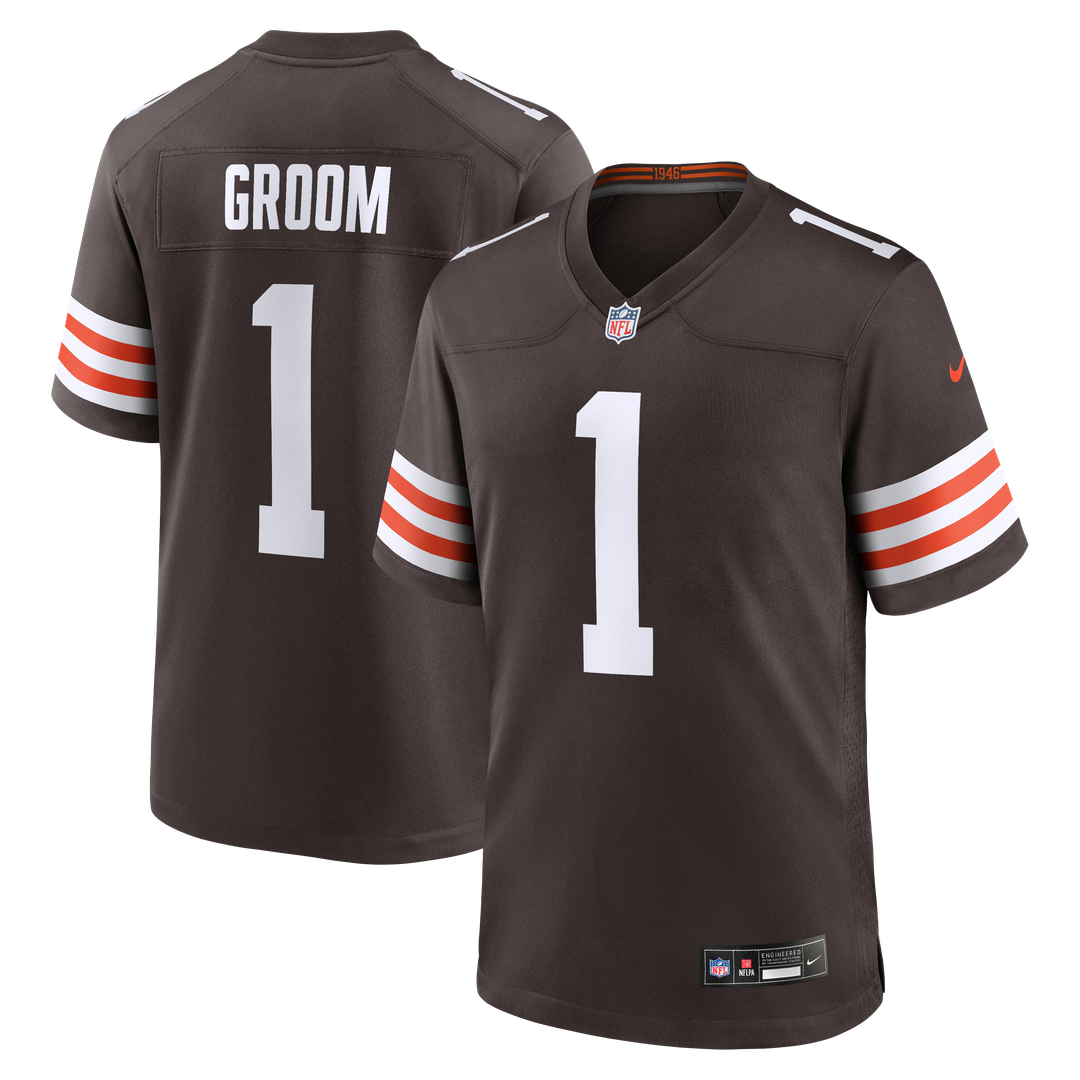Number 1 Groom Cleveland Browns Game Jersey - Brown