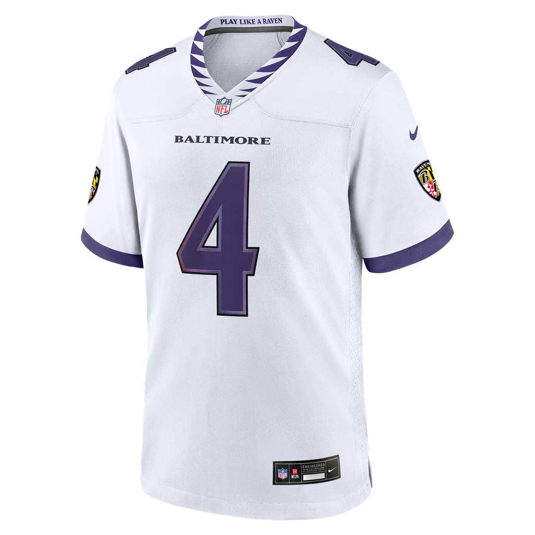 Zay Flowers Baltimore Ravens Game Jersey - White