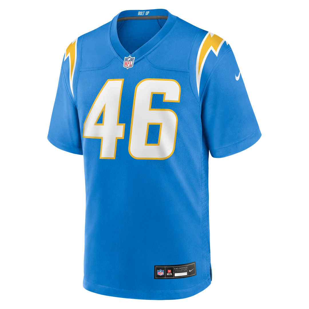Nikko Reed Los Angeles Chargers Team Game Jersey - Powder Blue