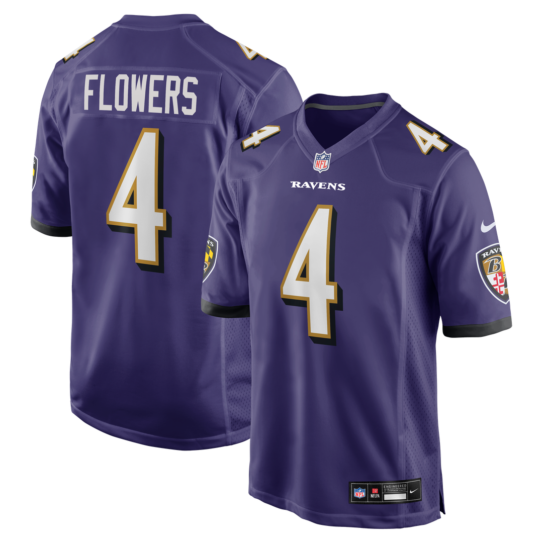 Zay Flowers Baltimore Ravens Game Jersey - Purple