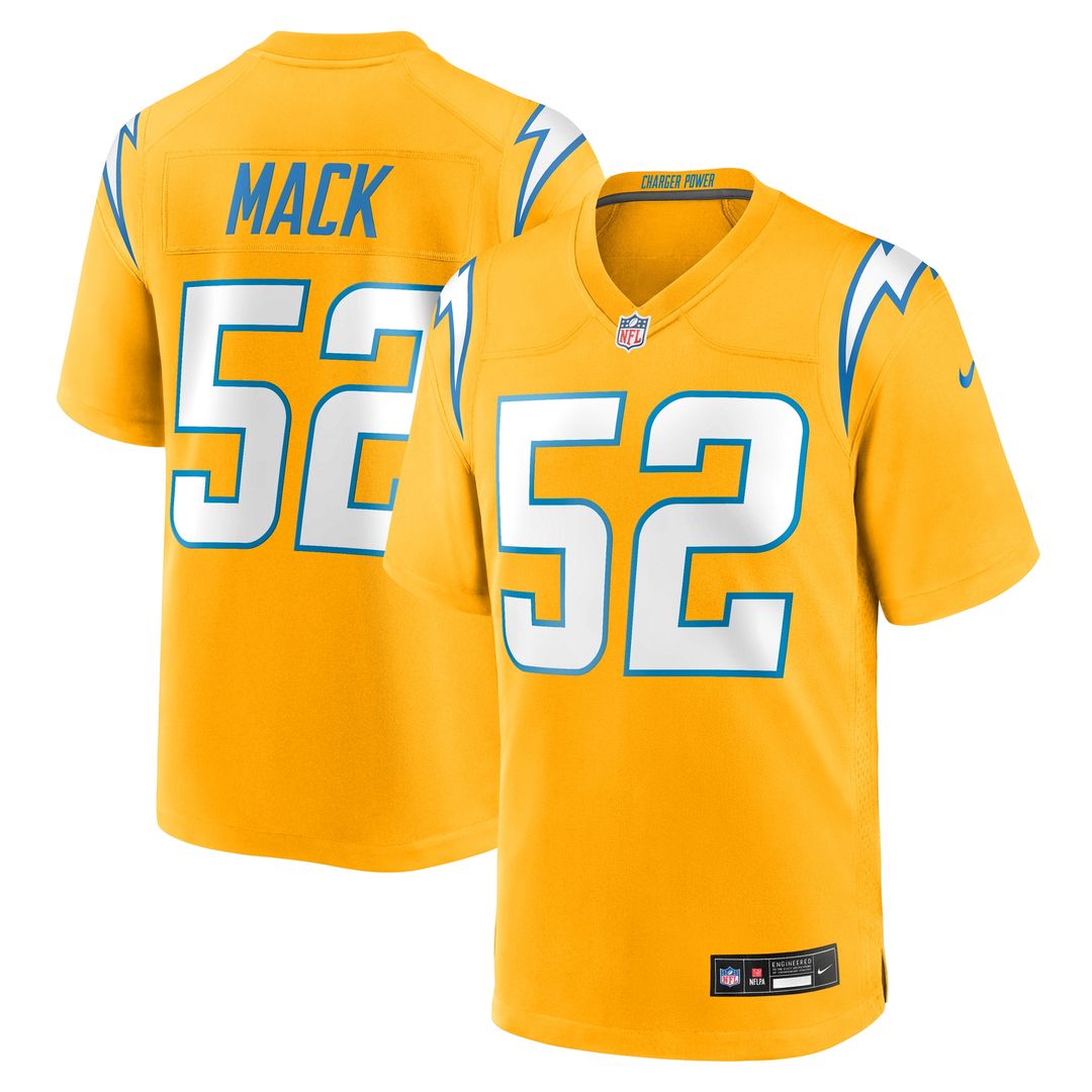 Khalil Mack Los Angeles Chargers Alternate Charger Power Game Player Jersey - Gold