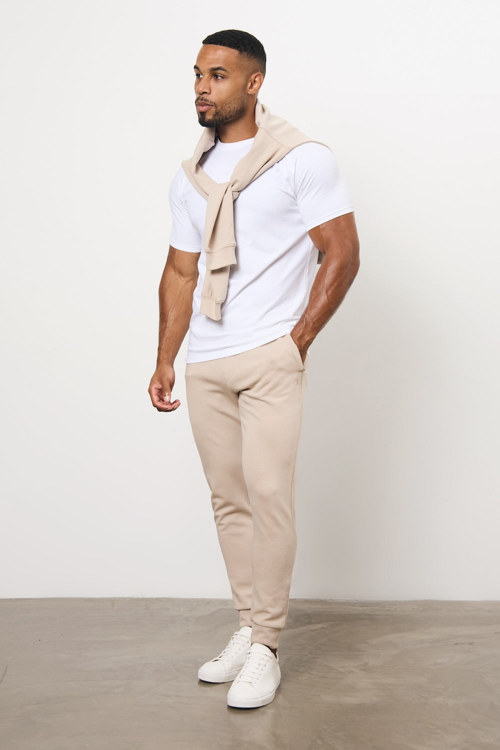 Interlock Sweat Jogger in Stone