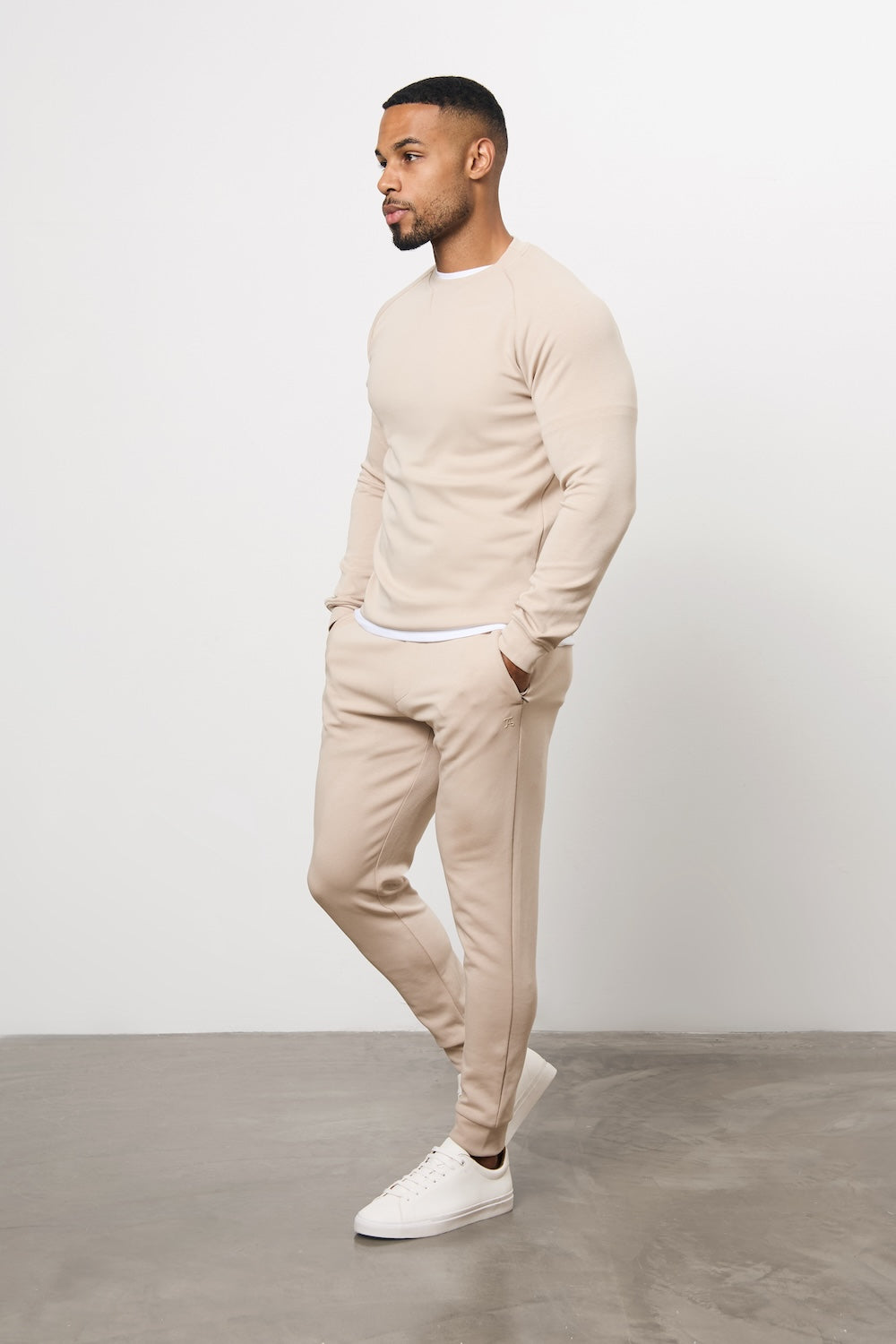 Interlock Crew Neck Sweat in Stone