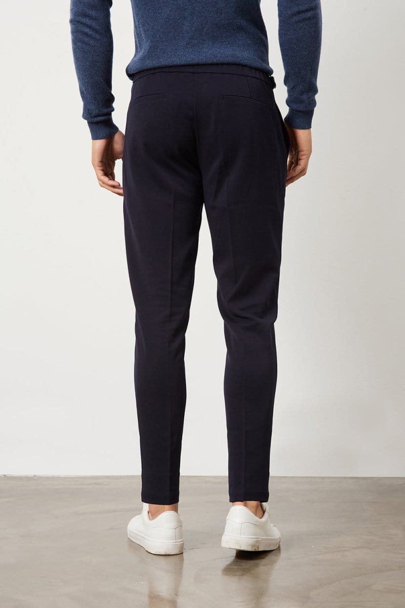 Pleat Side Adjuster Pants in Navy