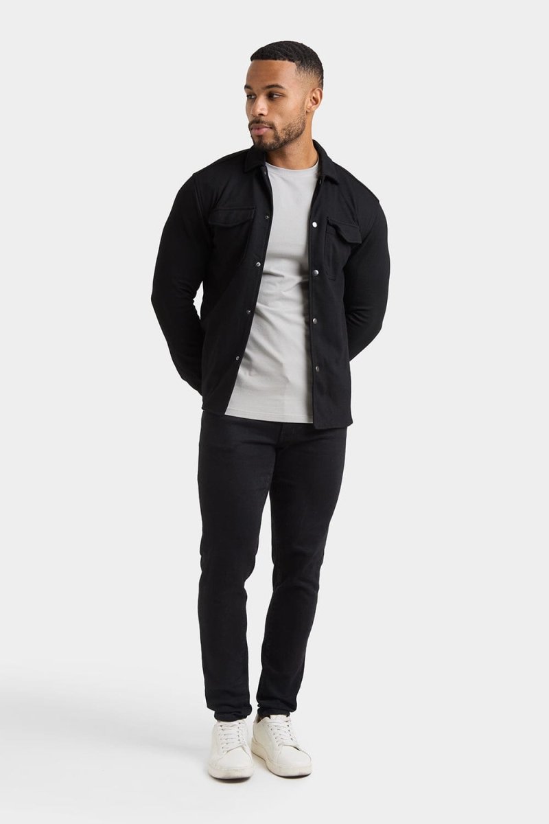 Twill Jersey Overshirt in Black