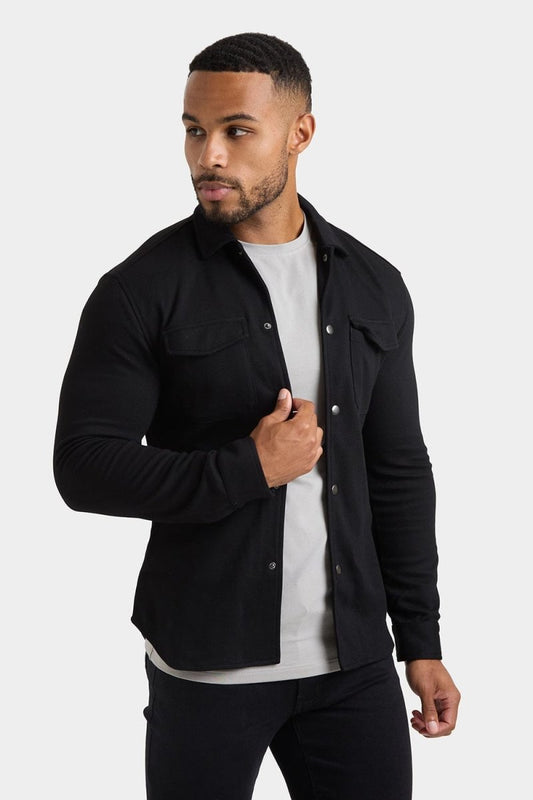 Twill Jersey Overshirt in Black