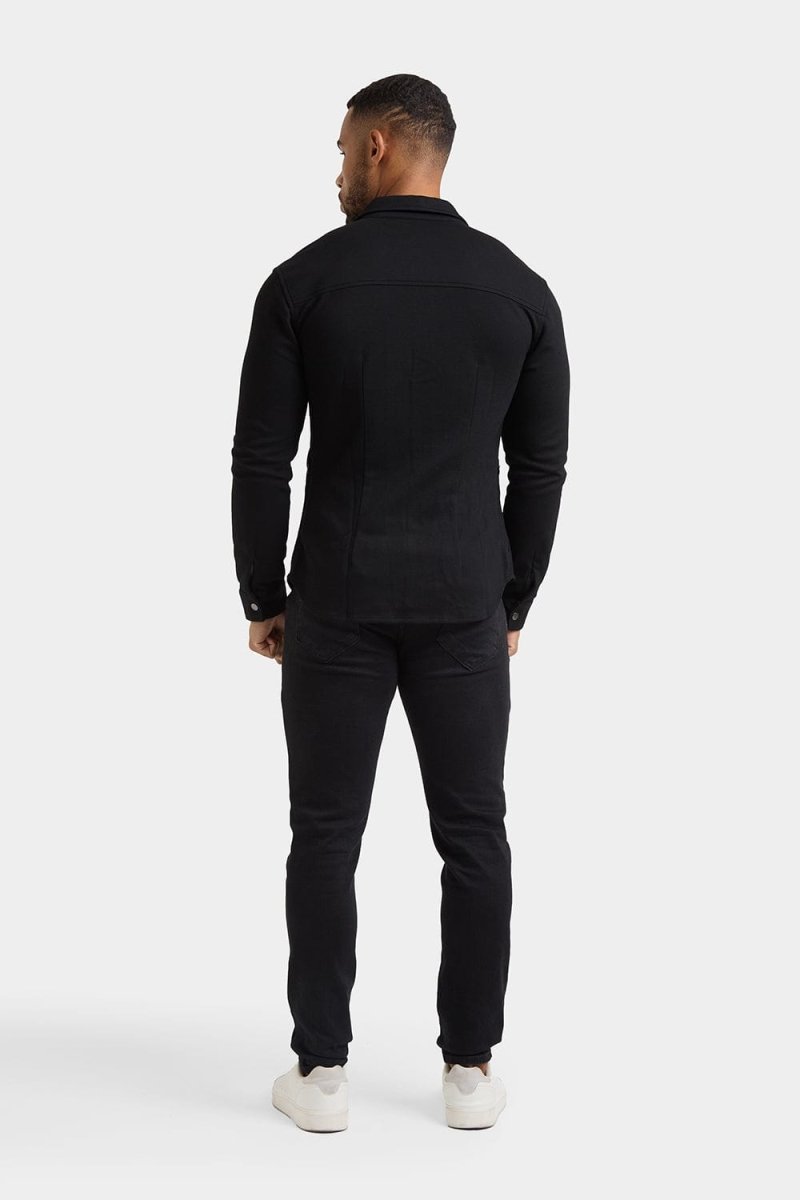 Twill Jersey Overshirt in Black