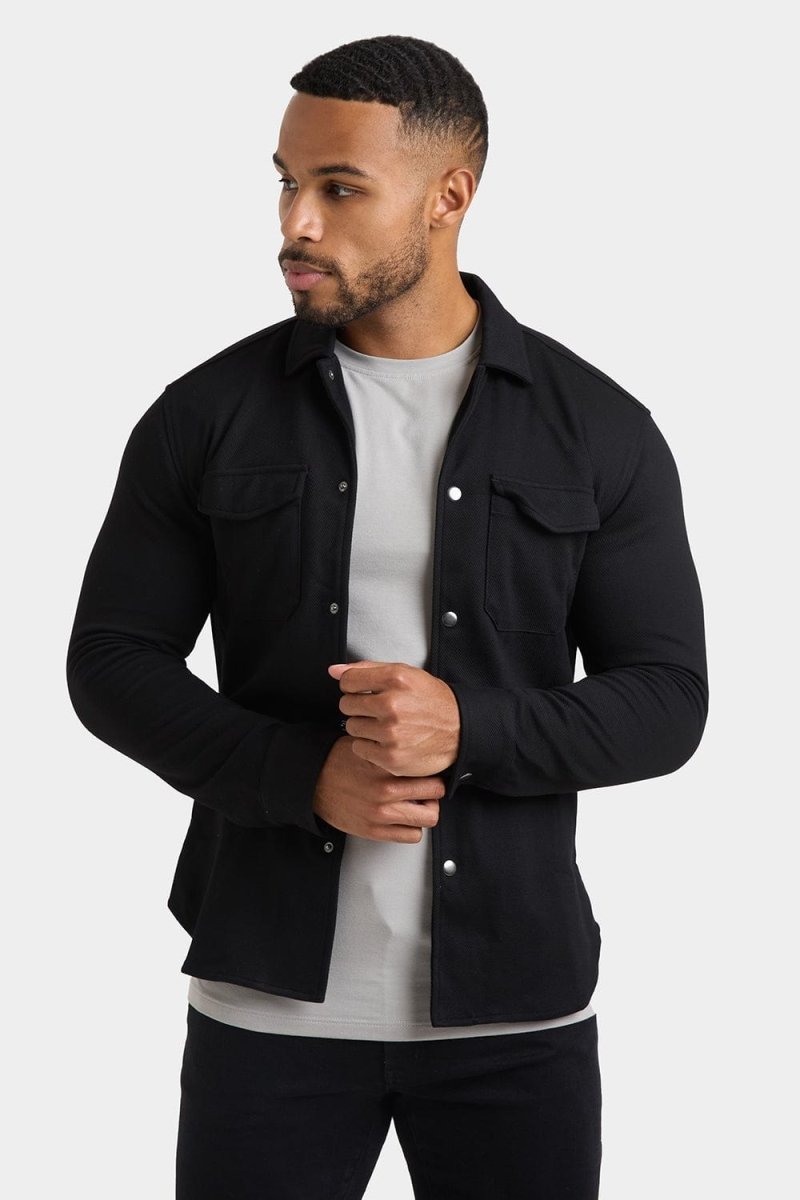 Twill Jersey Overshirt in Black